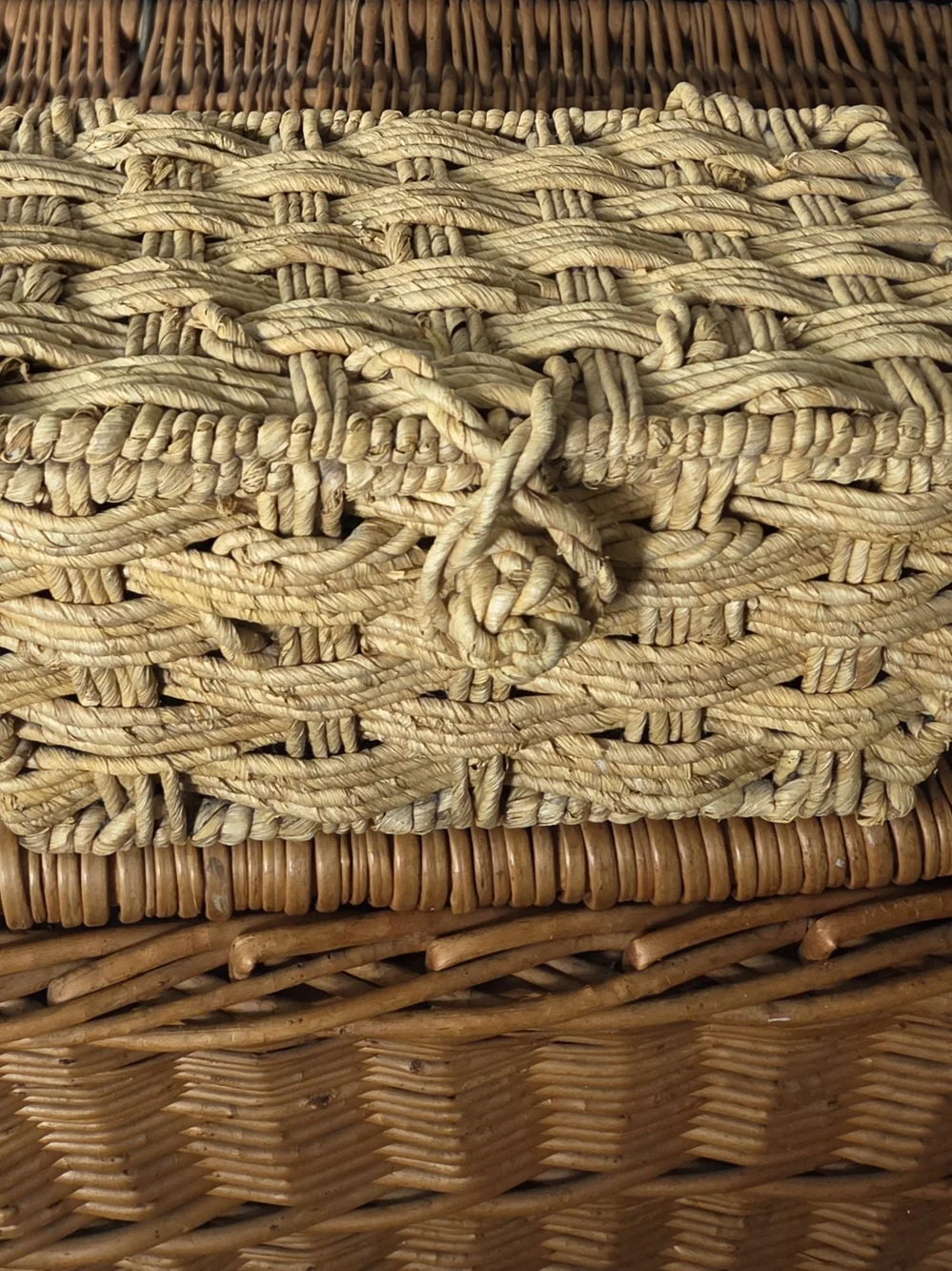Vintage Rattan Sewing Storage Basket